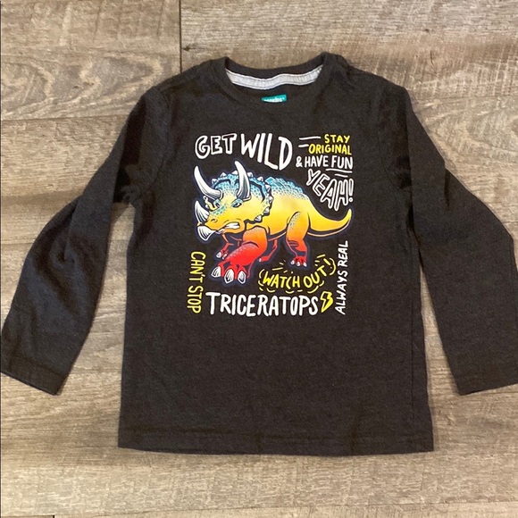 Kids Charcoal Triceratops Graphic Long Sleeve Tee - Picture 1 of 5